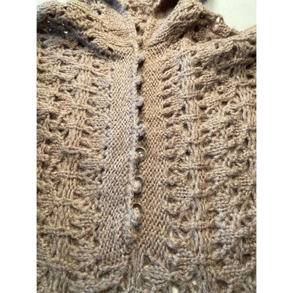 Free People Womens Crochet Knit Hooded Sweater Brown Cottagecore Y2K Twee Boho - Picture 11 of 12